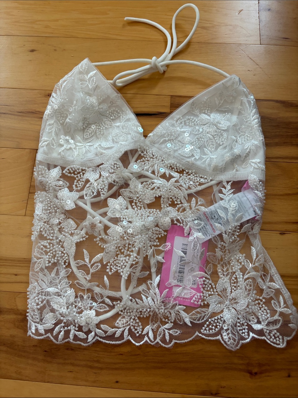Edikted White Floral Lace Sheer Bralette Cami
